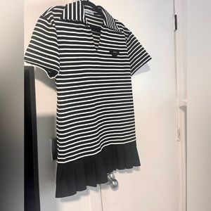Black and white stripe Prada oversized dress with collar